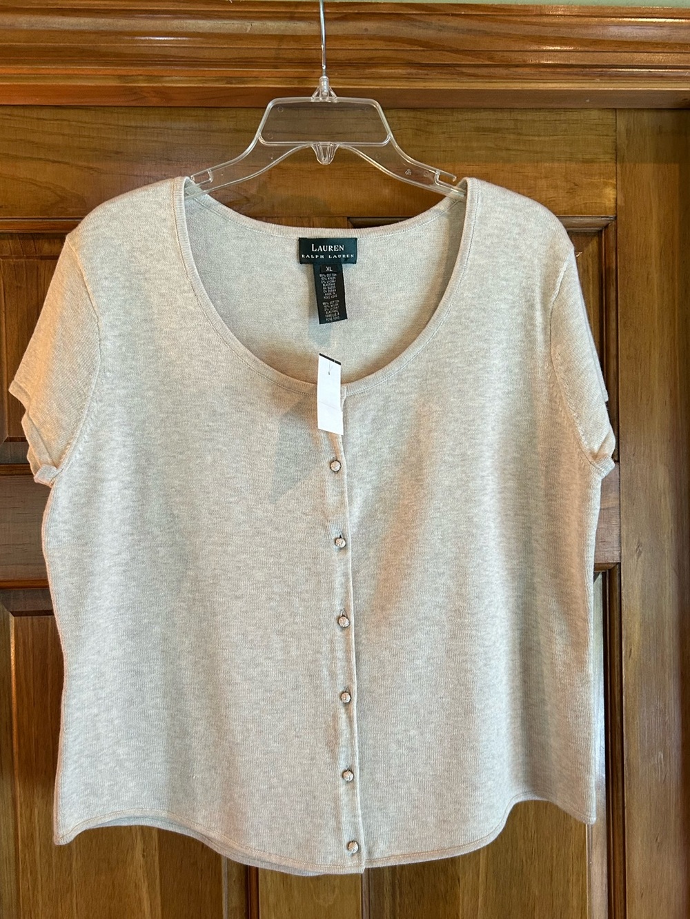 Lauren Ralph Lauren Cream Button-Front Short Sleeve Top